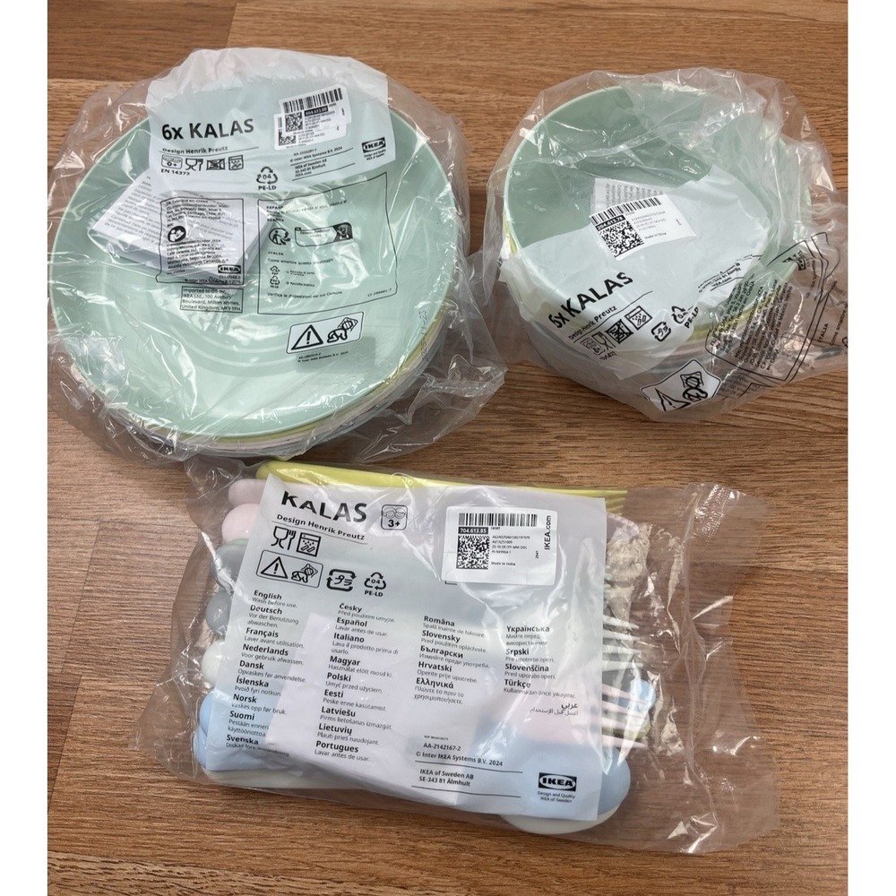 Set‎ of 30 Pieces Ikea Kalas Pastel Kids Dish Set Plates, Bowls, Flatware NEW